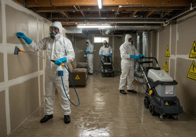 Basement Moisture Removal and Structural Drying process in Dillsboro, IN